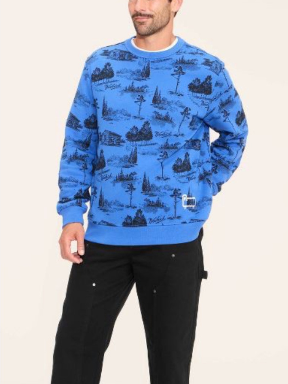 Woolrich Blue Scenic Print Crewneck Sweatshirt